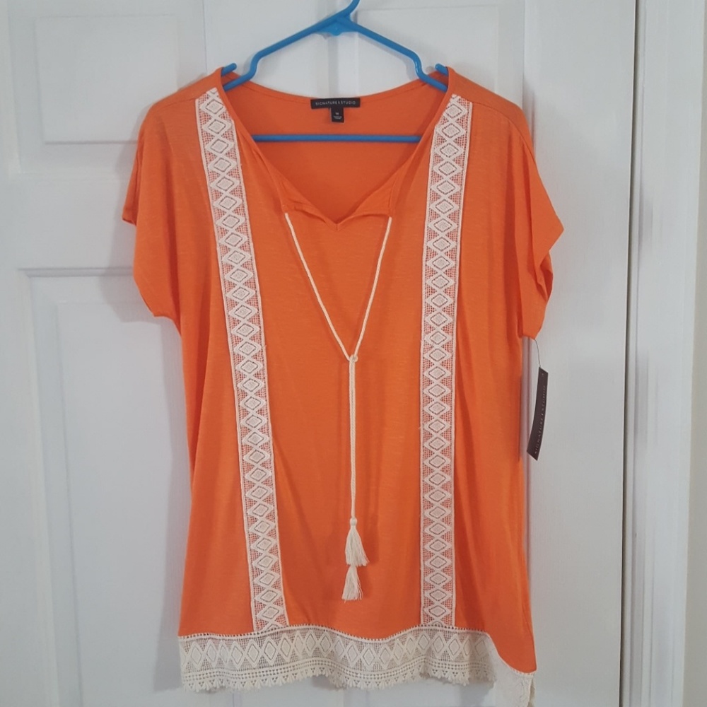 NEW Signature studio orange boho shirt. Medium